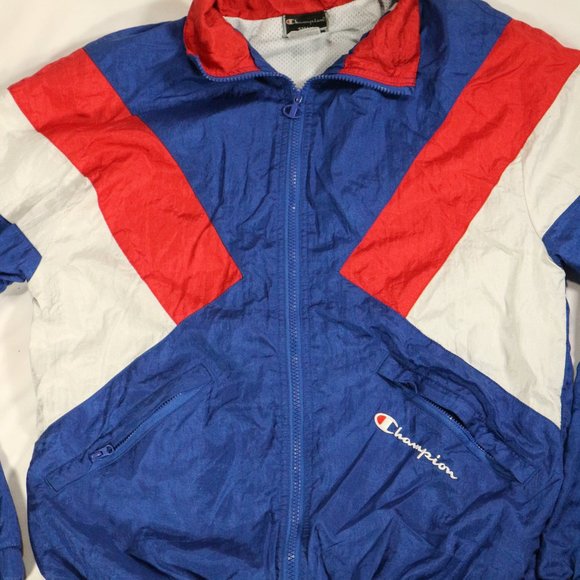 vtg CHAMPION Red White and Blue Full Zip Track Jacket Sz Small US Men Sz Med Wmn - Picture 4 of 14